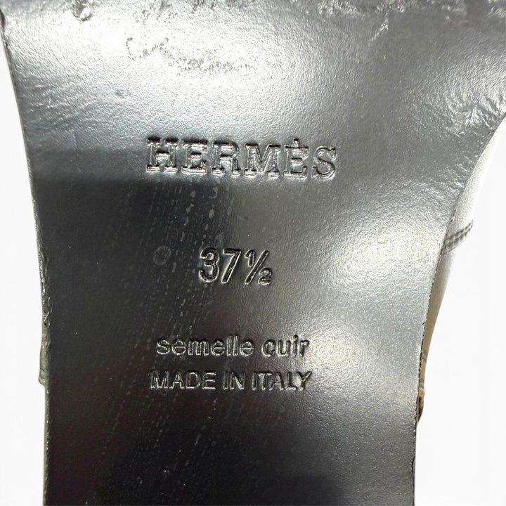 Great HERMES short boots French 50 Kelly Buckle Leather black 37.5 H222091Z