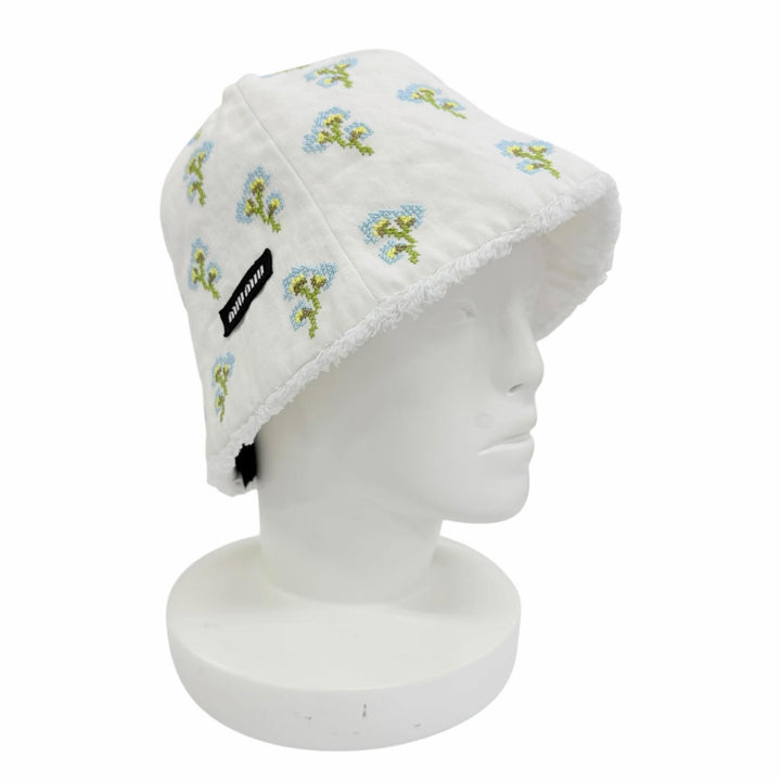 Excellent MIUMIU cap Beanie with floral embroidery design linen S 5HC502 2IHW