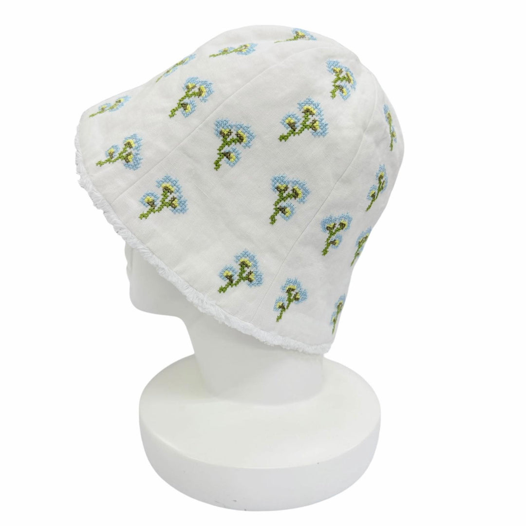 Excellent MIUMIU cap Beanie with floral embroidery design linen S 5HC502 2IHW