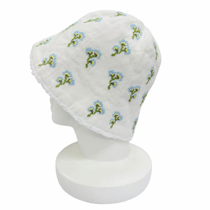 Excellent MIUMIU cap Beanie with floral embroidery design linen S 5HC502 2IHW