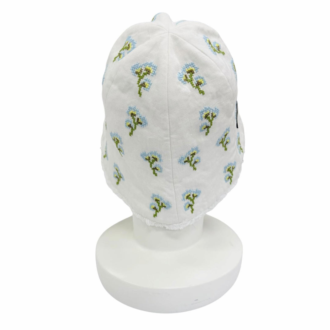 Excellent MIUMIU cap Beanie with floral embroidery design linen S 5HC502 2IHW