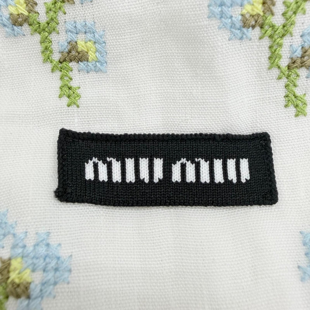 Excellent MIUMIU cap Beanie with floral embroidery design linen S 5HC502 2IHW