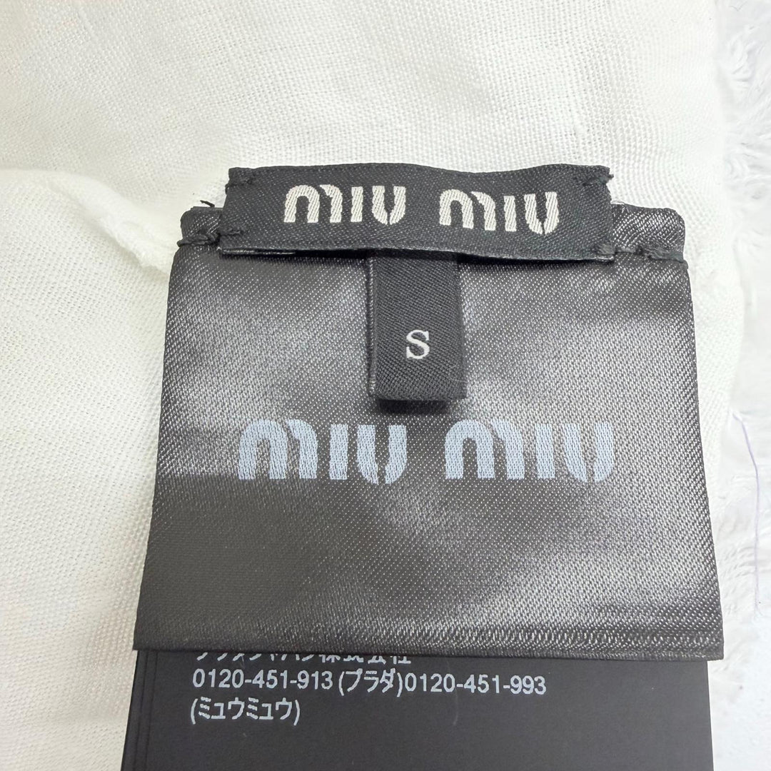 Excellent MIUMIU cap Beanie with floral embroidery design linen S 5HC502 2IHW