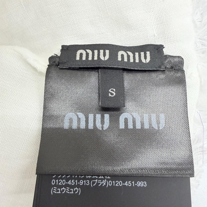 Excellent MIUMIU cap Beanie with floral embroidery design linen S 5HC502 2IHW