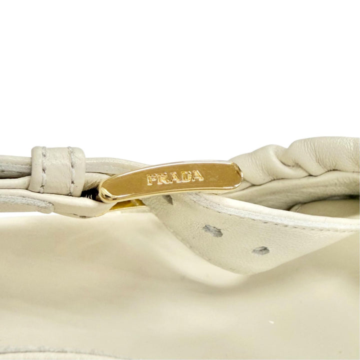 Great PRADA Matelassé leather platform sandals Triangle logo white 37 1XZ796