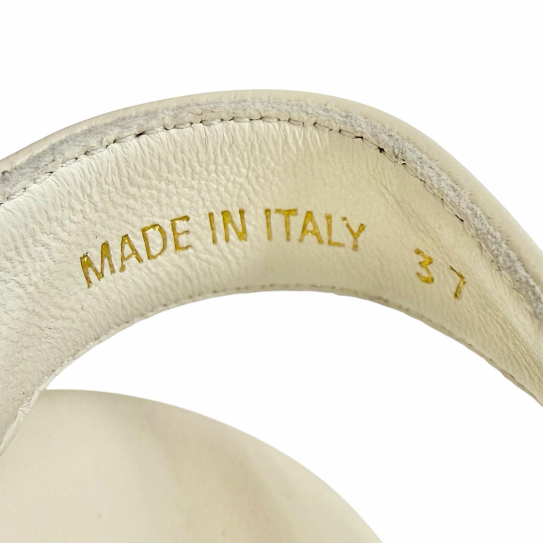 Great PRADA Matelassé leather platform sandals Triangle logo white 37 1XZ796