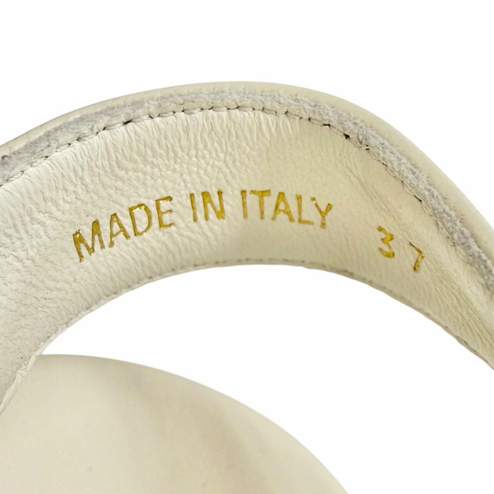 Great PRADA Matelassé leather platform sandals Triangle logo white 37 1XZ796