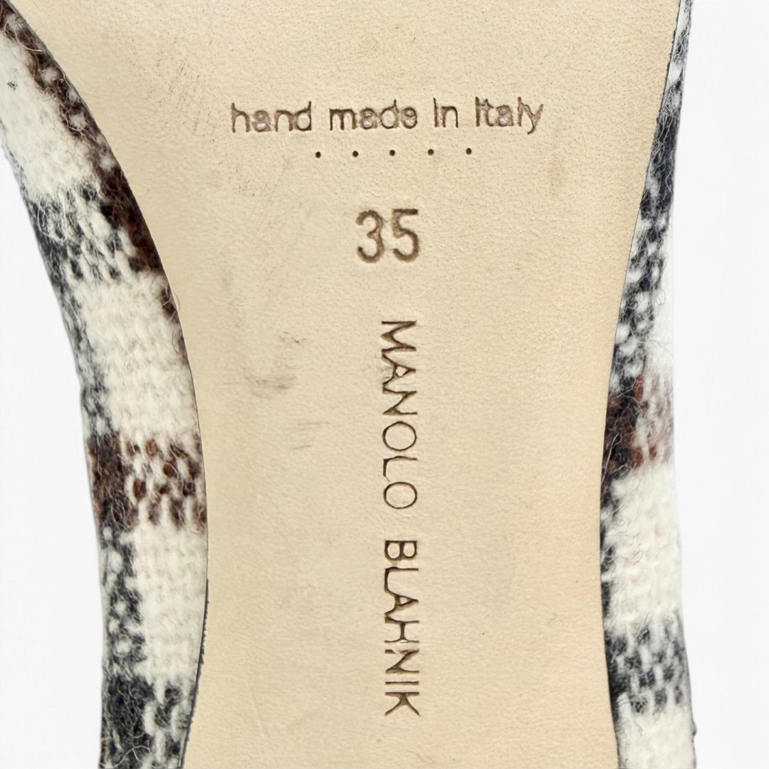 Great MANOLO BLAHNIK pumps BB 90 Check Pump Pointed Toe Ivory tweed Women 35