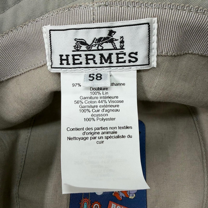 Great HERMES hat Fred H. Circle Hat bucket Light khaki cotton mens IT 58