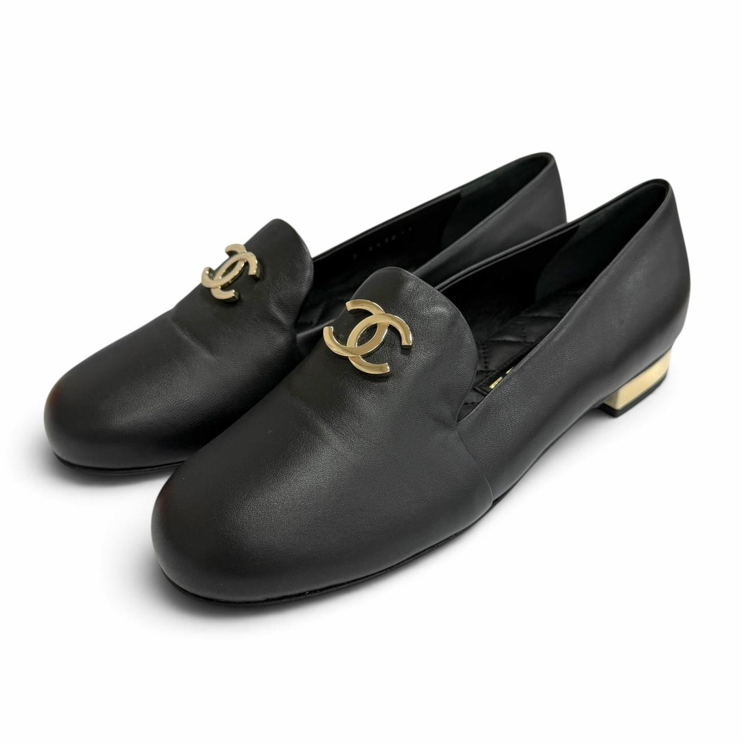 Pristine CHANEL Leather shoes COCO Mark Opera shoes black Women 37 G45271