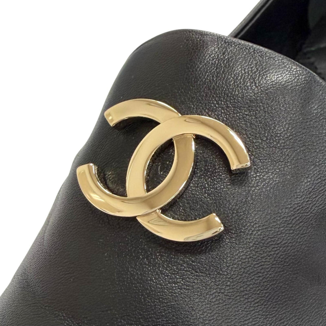 Pristine CHANEL Leather shoes COCO Mark Opera shoes black Women 37 G45271