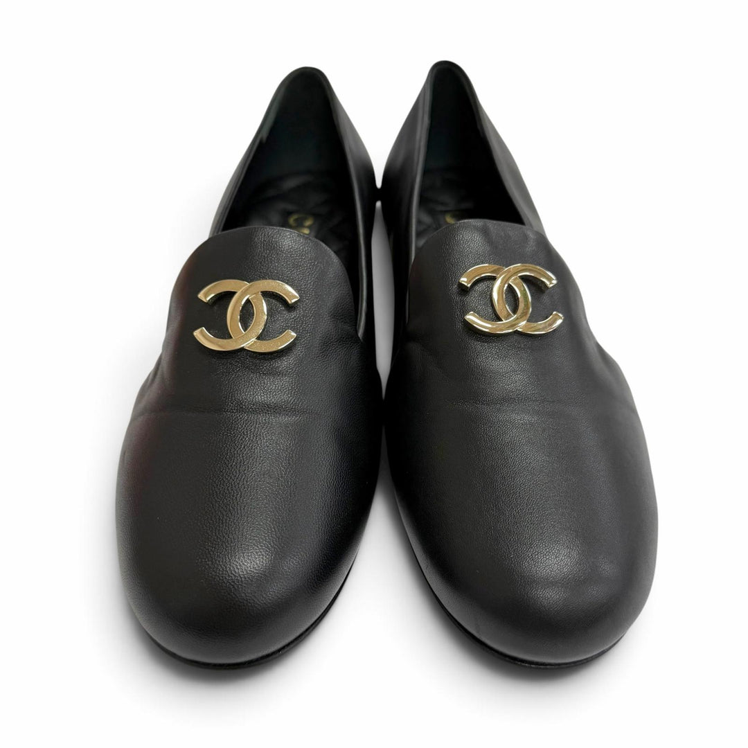 Pristine CHANEL Leather shoes COCO Mark Opera shoes black Women 37 G45271