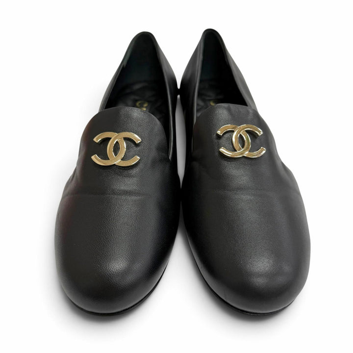 Pristine CHANEL Leather shoes COCO Mark Opera shoes black Women 37 G45271