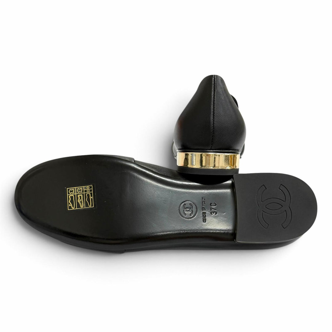 Pristine CHANEL Leather shoes COCO Mark Opera shoes black Women 37 G45271