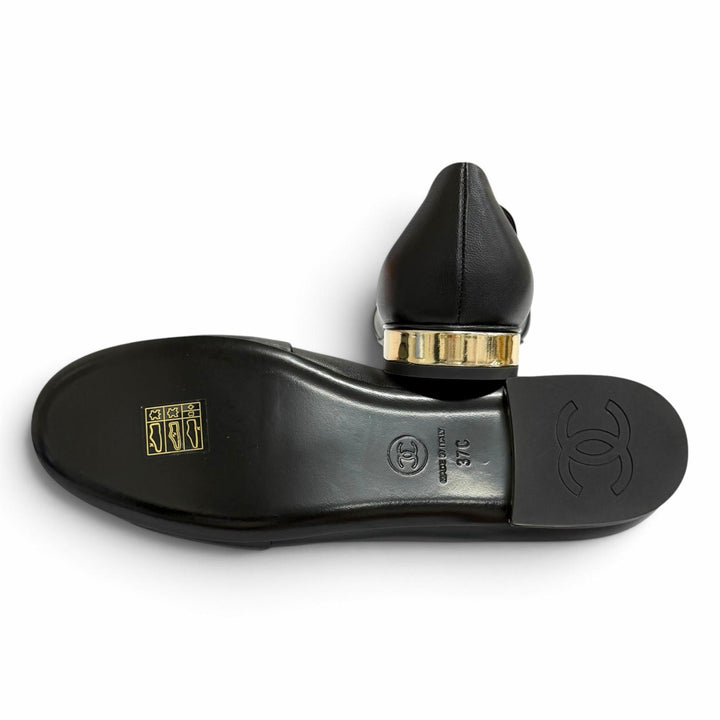 Pristine CHANEL Leather shoes COCO Mark Opera shoes black Women 37 G45271