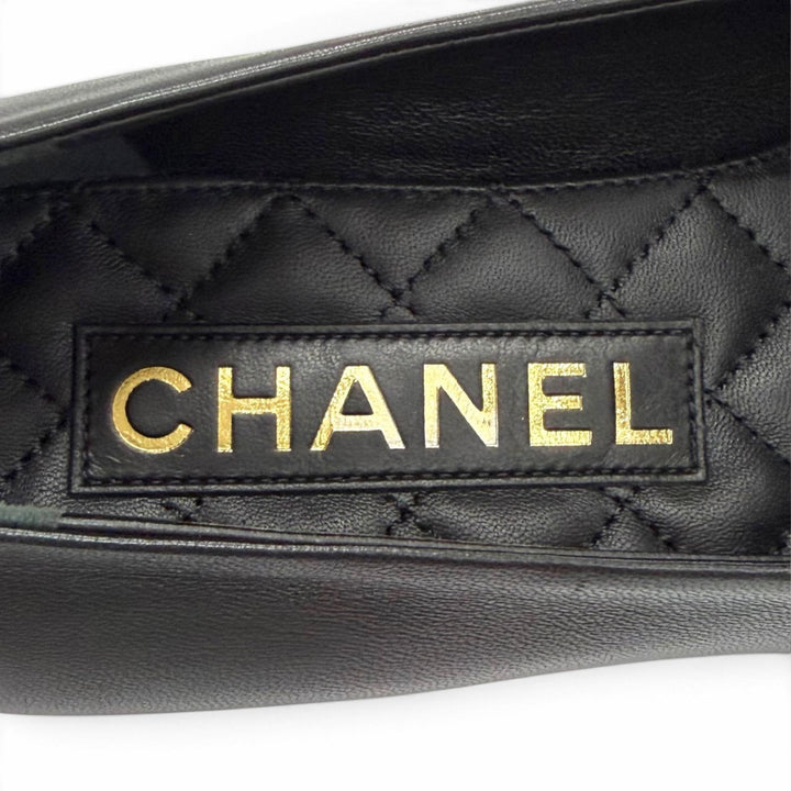 Pristine CHANEL Leather shoes COCO Mark Opera shoes black Women 37 G45271