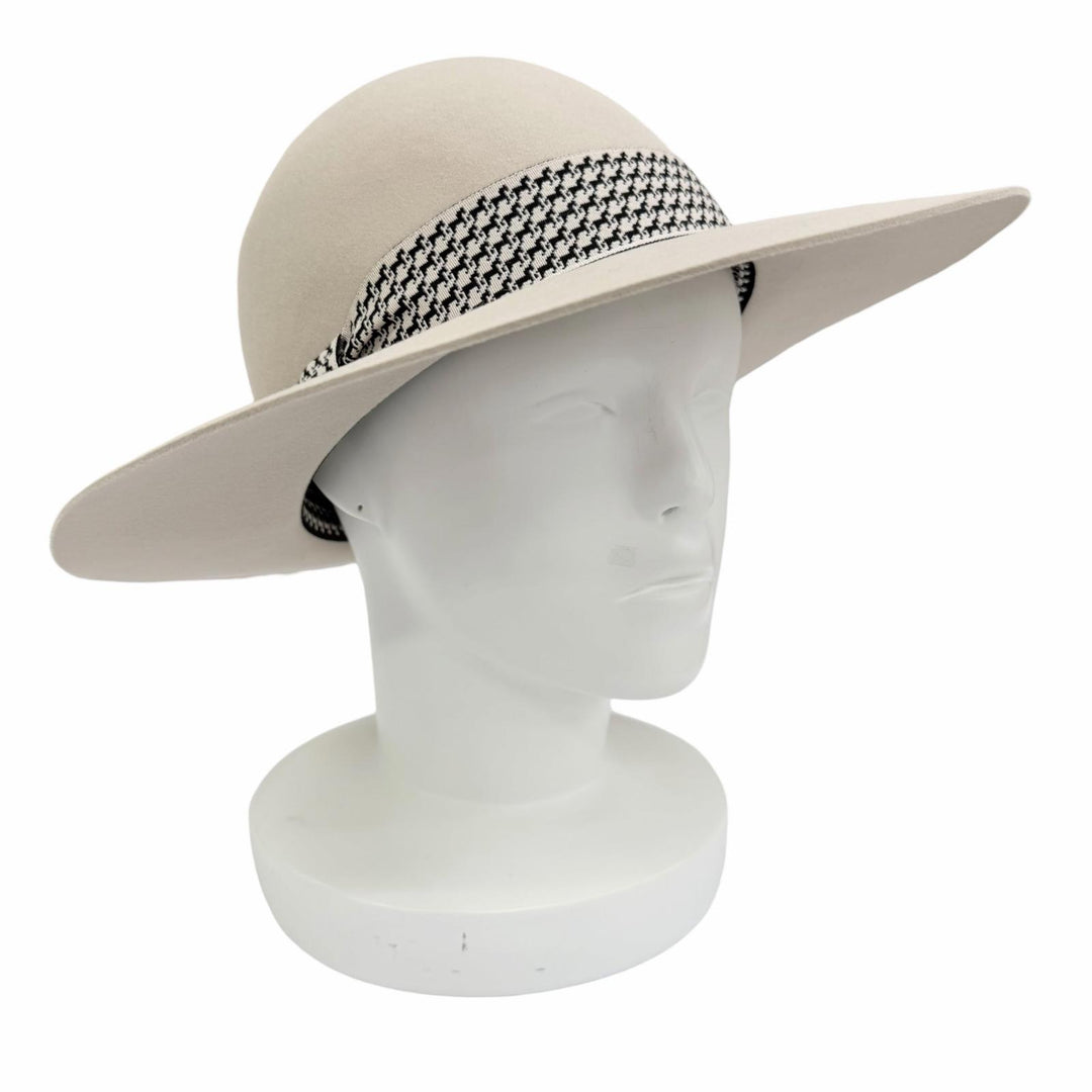 Excellent HERMES hat Betty Hat Horse Pattern Ribbon beige wool Women IT 58