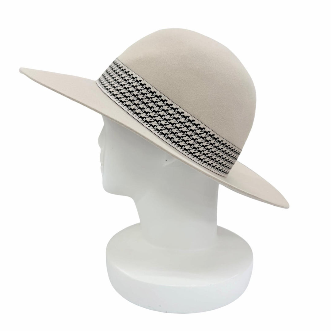Excellent HERMES hat Betty Hat Horse Pattern Ribbon beige wool Women IT 58