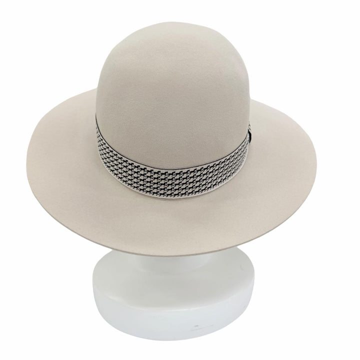 Excellent HERMES hat Betty Hat Horse Pattern Ribbon beige wool Women IT 58