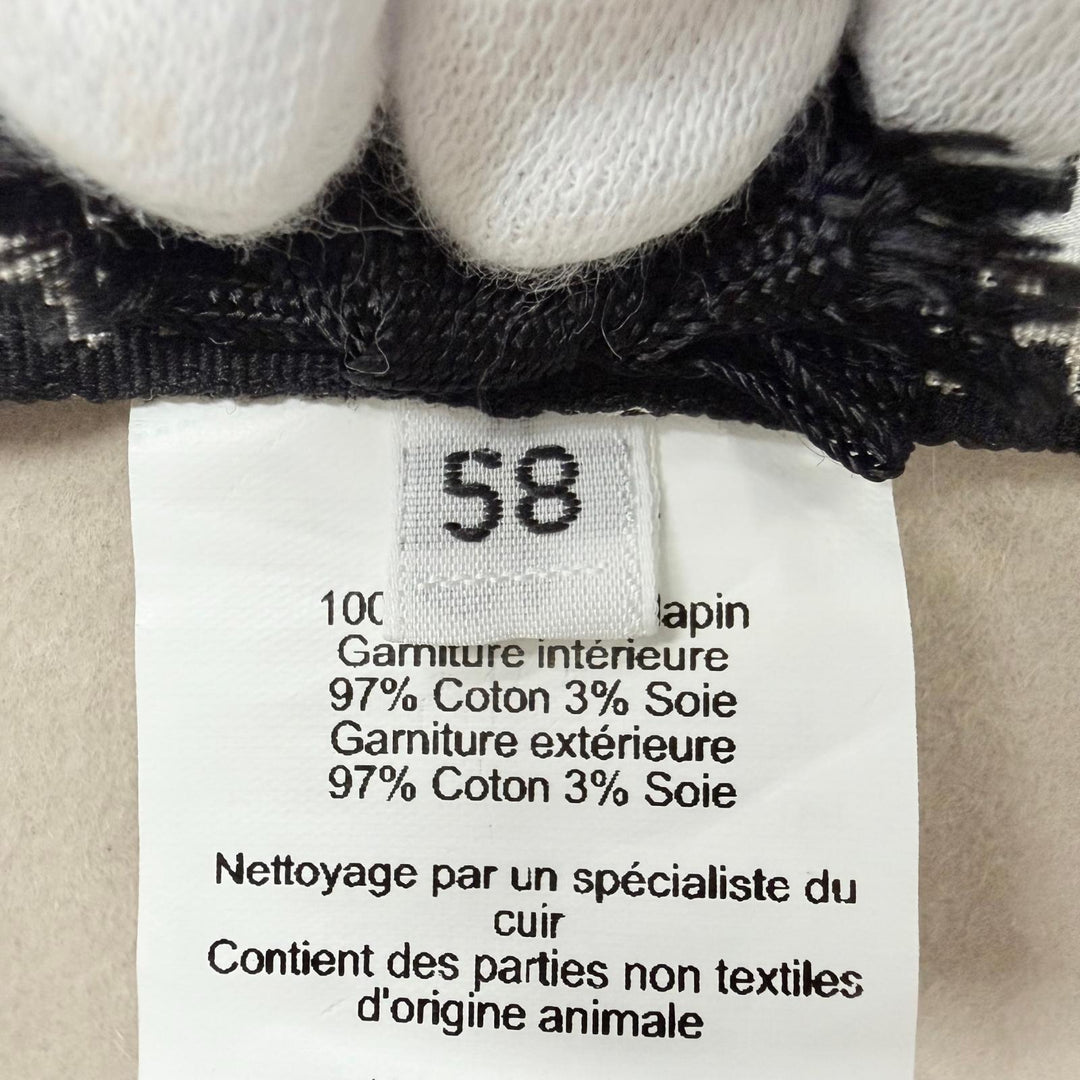 Excellent HERMES hat Betty Hat Horse Pattern Ribbon beige wool Women IT 58