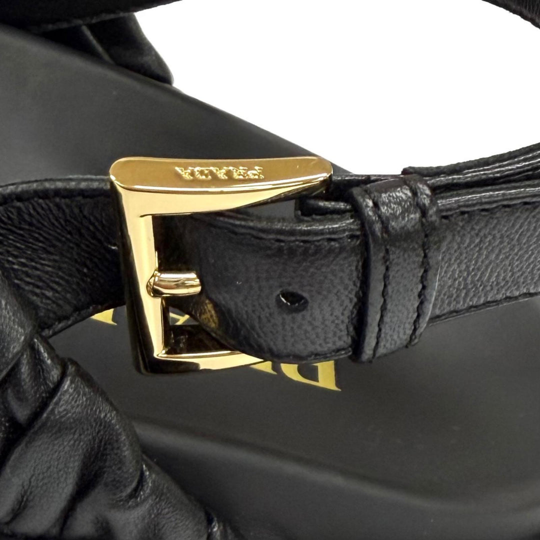 Pristine PRADA Matelassé leather platform sandals Triangle logo 35.5 1XZ796