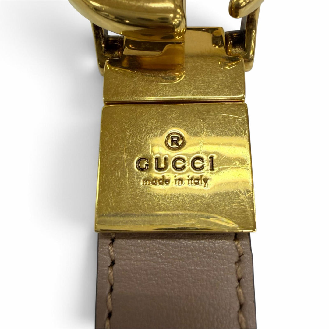Excellent GUCCI belt GG Emblem Reversible Slim Leather black Women 659418