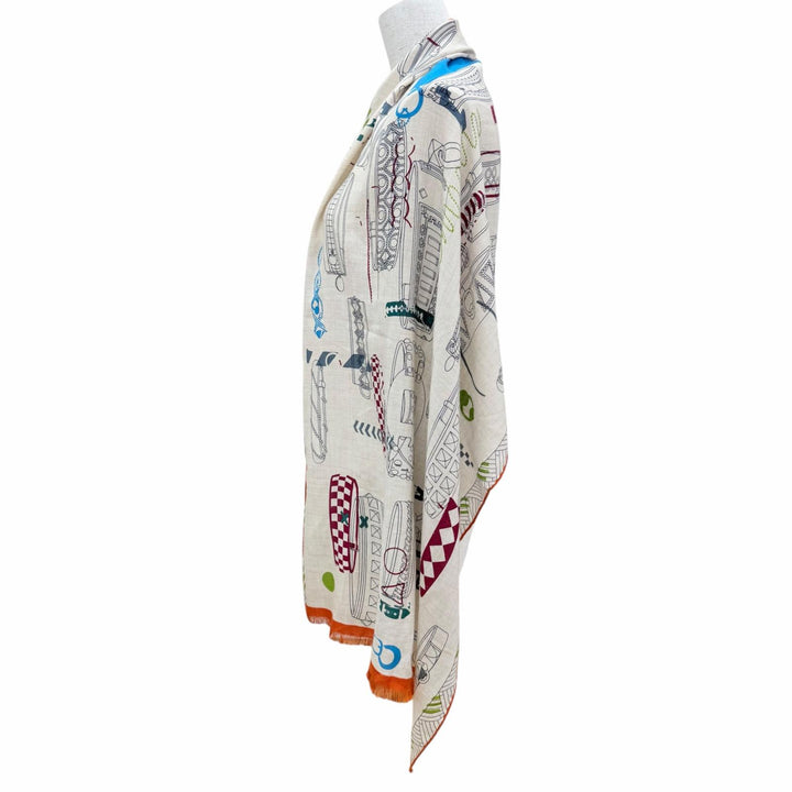 Excellent HERMES Stall Colliers de Chiens Imprimeur Fou format shawl cashmere