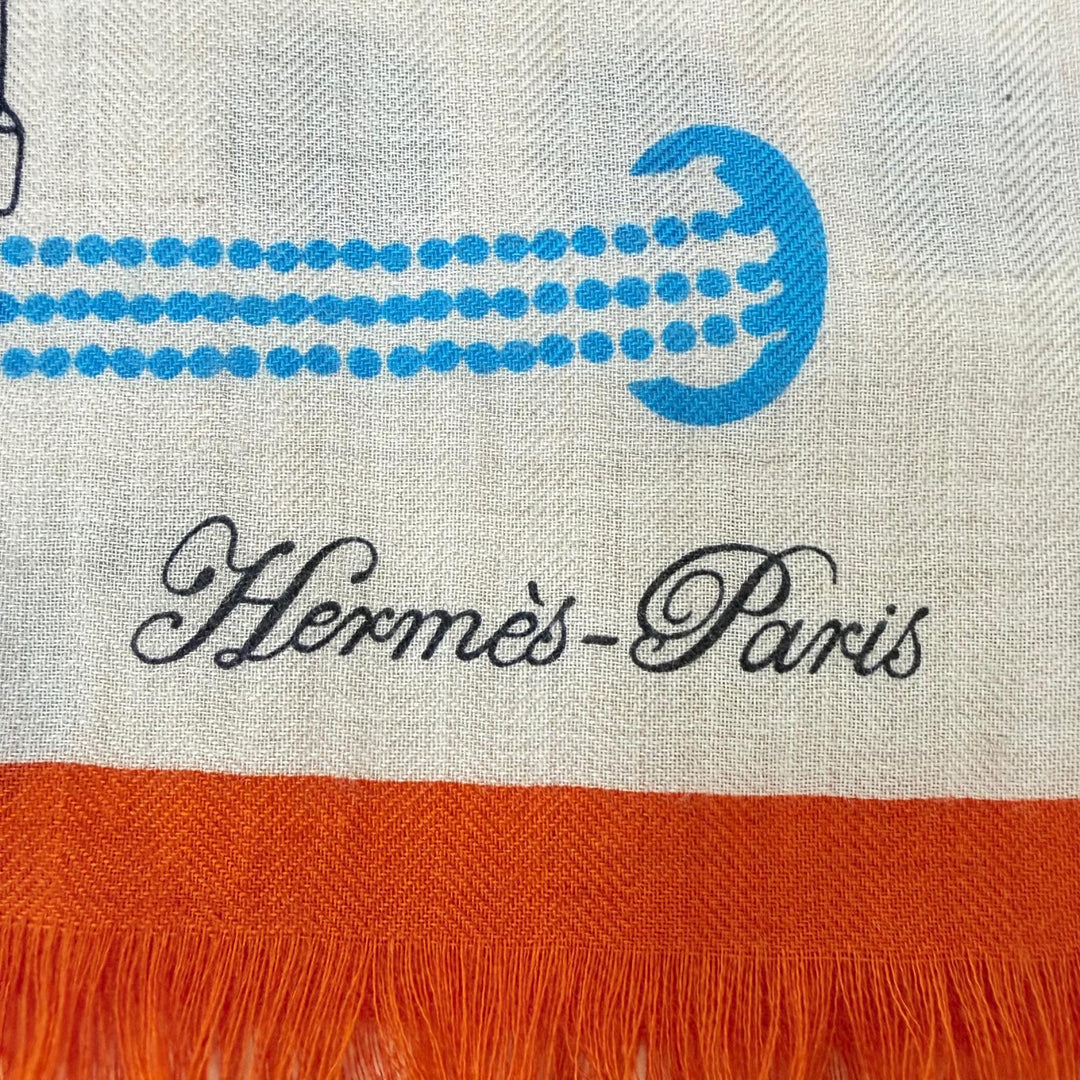Excellent HERMES Stall Colliers de Chiens Imprimeur Fou format shawl cashmere
