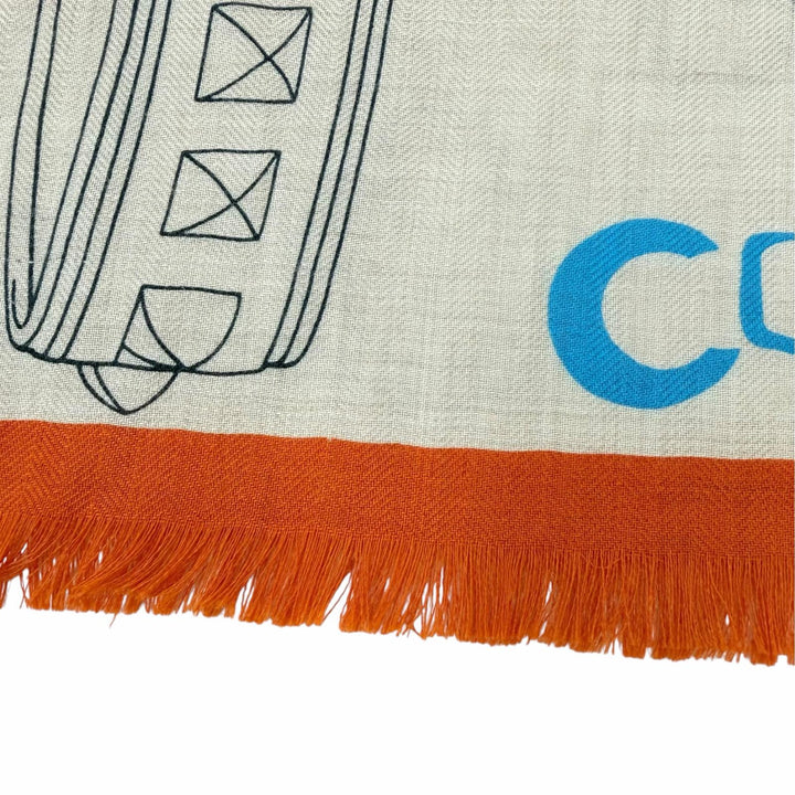 Excellent HERMES Stall Colliers de Chiens Imprimeur Fou format shawl cashmere