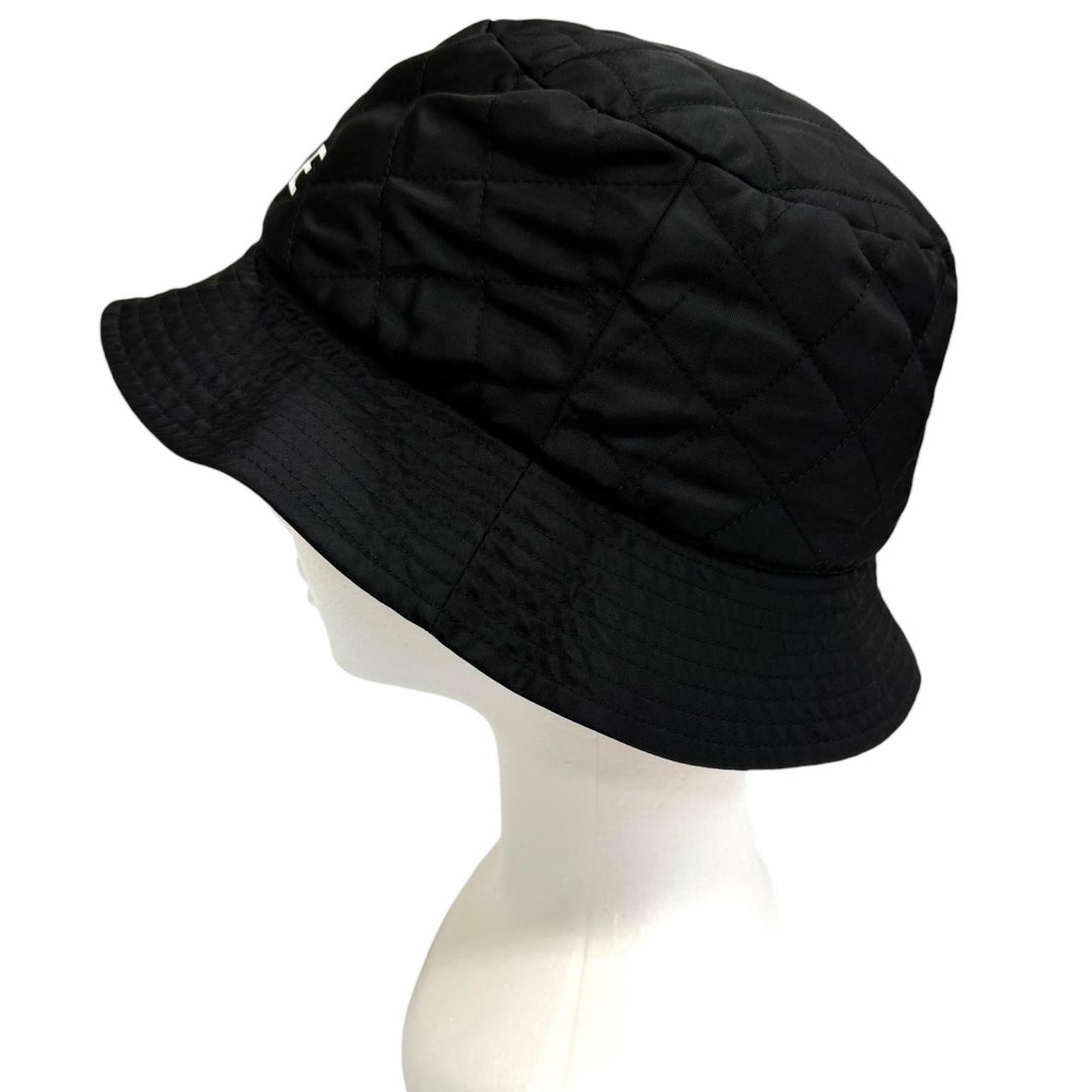 Excellent CELINE hat Logo-print quilted bucket black Nylon mens M 2AUB0930C