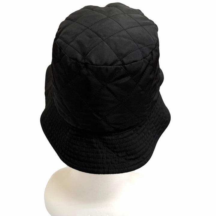 Excellent CELINE hat Logo-print quilted bucket black Nylon mens M 2AUB0930C