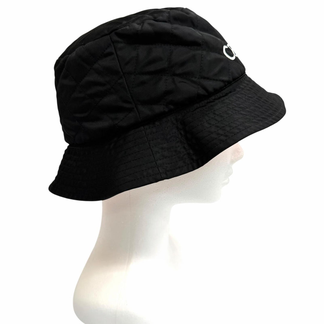 Excellent CELINE hat Logo-print quilted bucket black Nylon mens M 2AUB0930C
