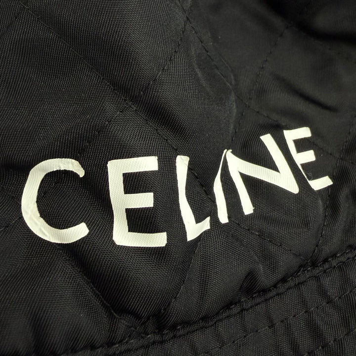 Excellent CELINE hat Logo-print quilted bucket black Nylon mens M 2AUB0930C