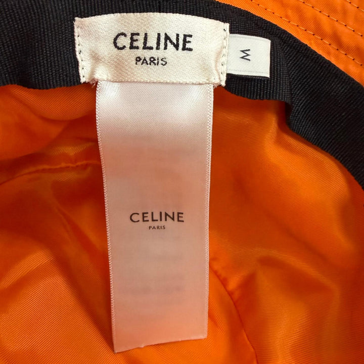 Excellent CELINE hat Logo-print quilted bucket black Nylon mens M 2AUB0930C