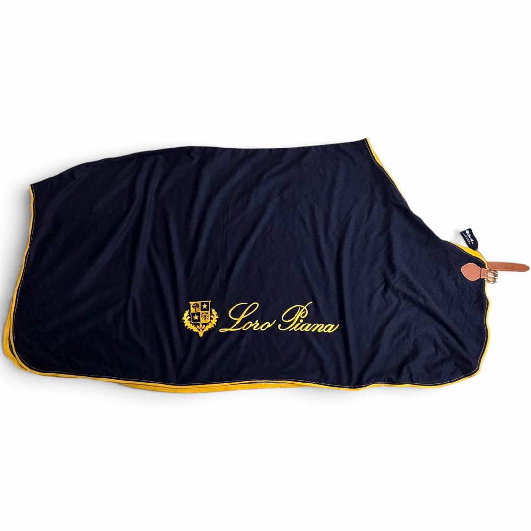 Pristine Loro Piana Logo Embroidered Horse Blanket, Horse Rug Navy cashmere mens