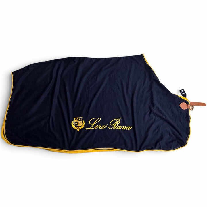 Pristine Loro Piana Logo Embroidered Horse Blanket, Horse Rug Navy cashmere mens