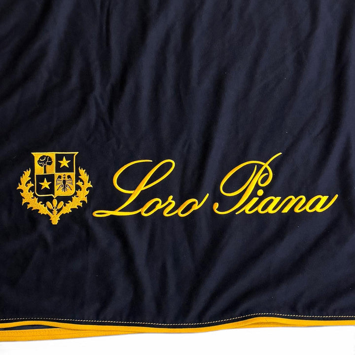Pristine Loro Piana Logo Embroidered Horse Blanket, Horse Rug Navy cashmere mens