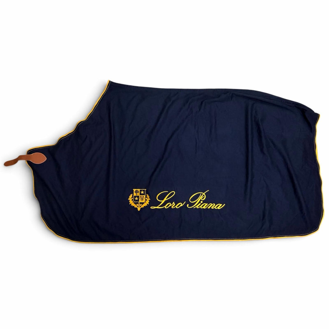 Pristine Loro Piana Logo Embroidered Horse Blanket, Horse Rug Navy cashmere mens