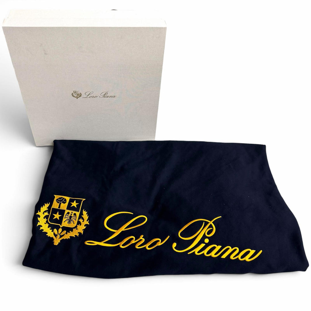 Pristine Loro Piana Logo Embroidered Horse Blanket, Horse Rug Navy cashmere mens
