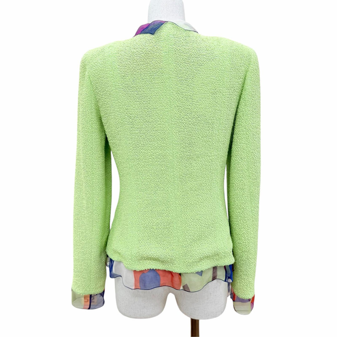 Excellent CHANEL Jacket COCO Mark Button Tweed Light green FR 38 00T P15494