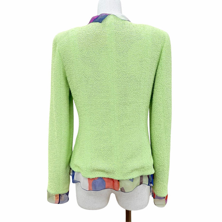 Excellent CHANEL Jacket COCO Mark Button Tweed Light green FR 38 00T P15494
