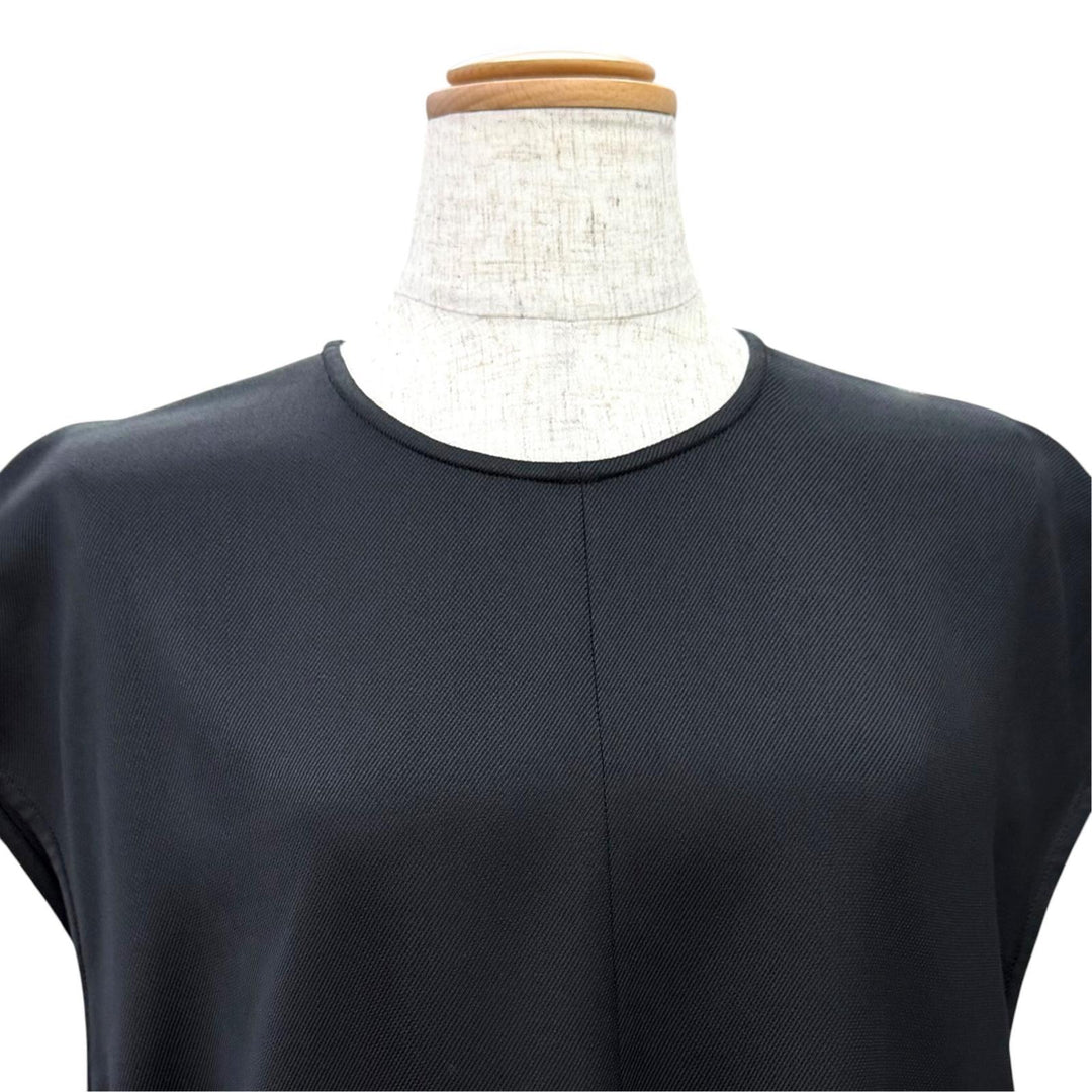 Pristine HERMES tops H-Lift Metal Crew Neck Cap Sleeve black Rayon Women FR 40