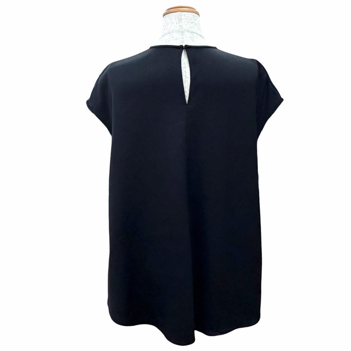 Pristine HERMES tops H-Lift Metal Crew Neck Cap Sleeve black Rayon Women FR 40