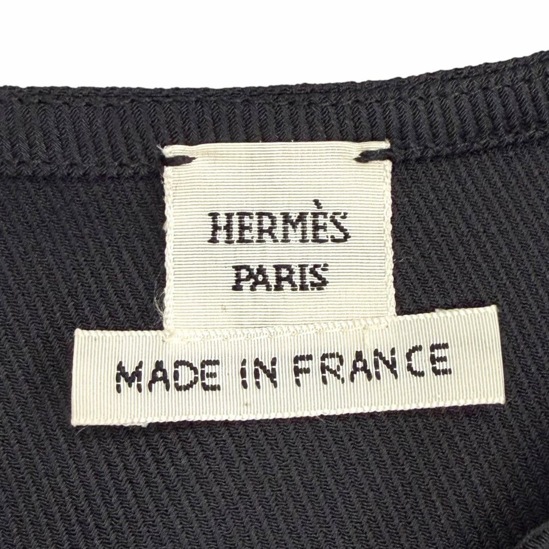 Pristine HERMES tops H-Lift Metal Crew Neck Cap Sleeve black Rayon Women FR 40
