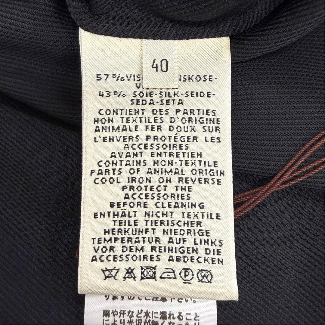 Pristine HERMES tops H-Lift Metal Crew Neck Cap Sleeve black Rayon Women FR 40