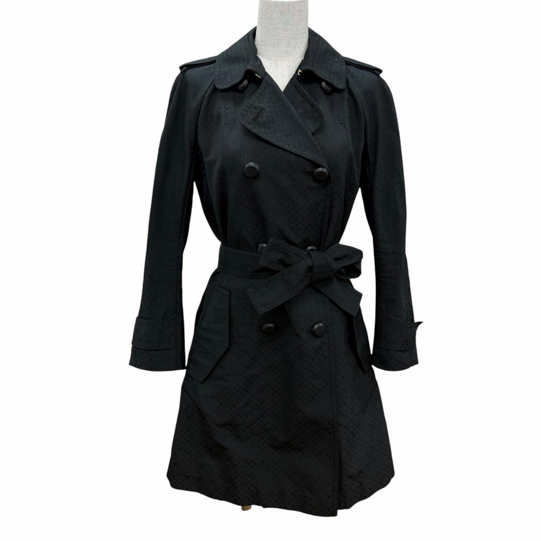Great LOUIS VUITTON trench coat Monogram logo button black polyester Women 34