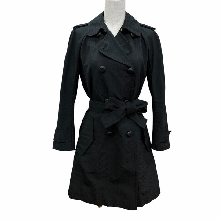 Great LOUIS VUITTON trench coat Monogram logo button black polyester Women 34