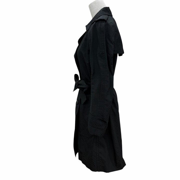 Great LOUIS VUITTON trench coat Monogram logo button black polyester Women 34