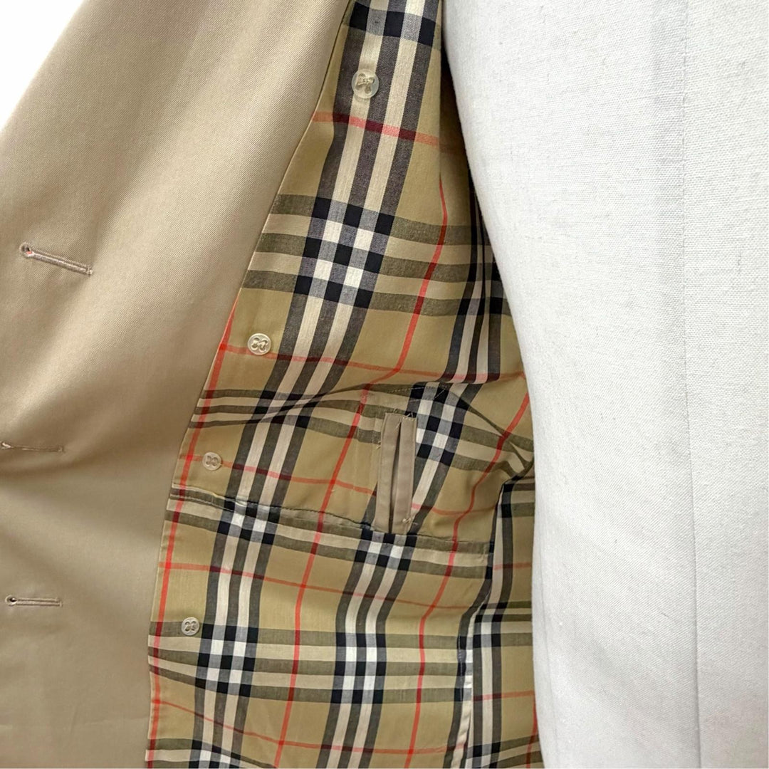 Great Burberrys trench coat Nova check pattern lining Belted Long beige cotton