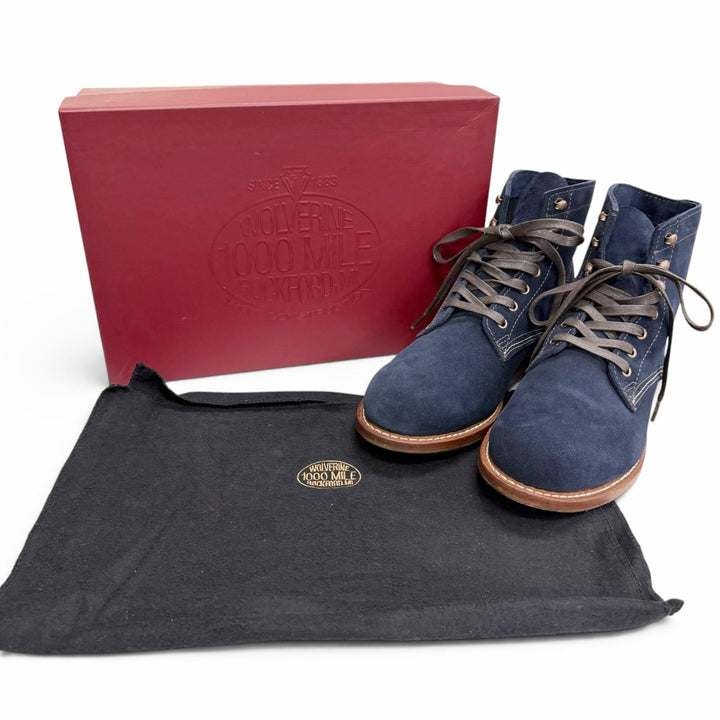 Great WOLVERINE Ankle boots 1000 Mile Boots Navy leather mens 9 W40092